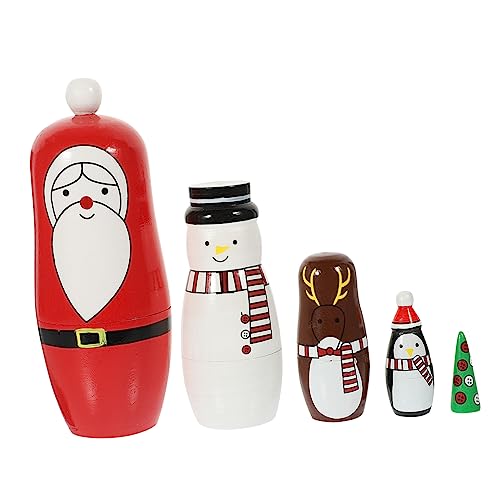 KOMBIUDA 1 Set Weihnachtspuppe Weihnachtsschmuck Weihnachtsspielzeug Puppen Weihnachtsrobbenspielzeug Nesting Weihnachtskrippe Erntedankpuppe Nesting Dolls Bemalte Stapelpuppe Figur von KOMBIUDA