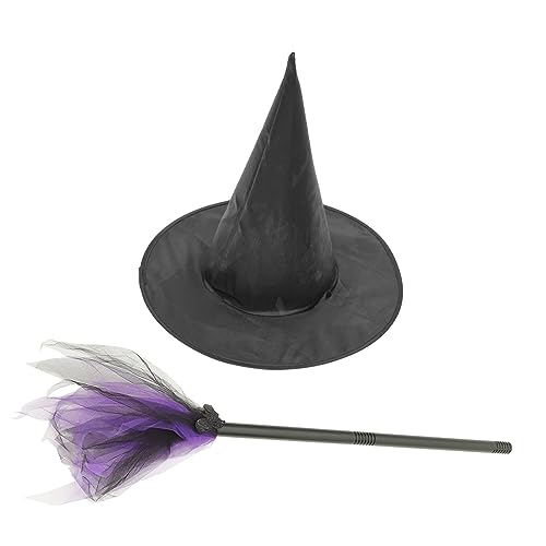 KOMBIUDA 1 Set Zaubererhut Besenumhang Halloween Böses Hexenkostüm Gesicht Kessel Hexen Pailletten Aufblasbar Festival Sensenmann Dekoration Besenstiel Kostüme Teufelskostüm von KOMBIUDA