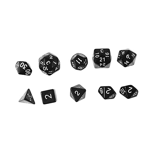 KOMBIUDA 10-teiliges Acryl-würfelset Multi-digital-würfel Für Brettspiele Schwarze Helle Zahlenmuster von KOMBIUDA