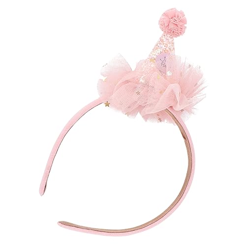 KOMBIUDA 1 Stück Geburtstagshut mit Stirnband kopfschmuck Geburtstags-Stirnband- Haarreifen Haardekoration geburtstag haarband geburtstag haarspange Stoff Rosa von KOMBIUDA