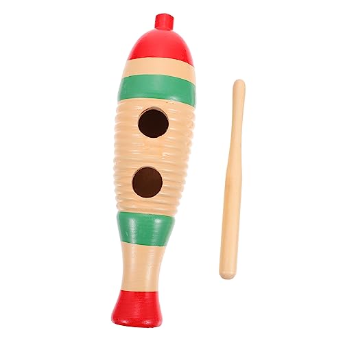 KOMBIUDA 1 Stück Holz Fischförmiges Guiro Musikinstrument für Pädagogisches Schlaginstrument mit Mallet Fördert Musikalische Fähigkeiten Geburtstagsgeschenk Langlebig und Farbenfroh von KOMBIUDA