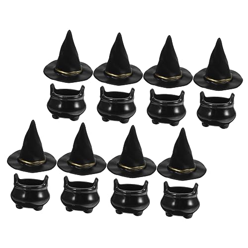 KOMBIUDA 10er-Pack Miniatur-Hexenhut-Kessel-Set Halloween-Mini-Requisiten bequem ideal für Puppen nach Hause von KOMBIUDA