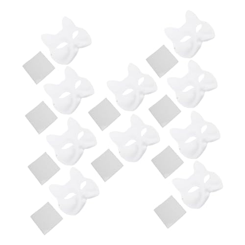 KOMBIUDA 10 Stück Fuchs Gesichtsmasken Bemalbare Masken DIY Unbemalte Fuchsmaske Maskenballmaske Blanke Fuchsmasken Zum Bemalen Blanke Weiße Maske Tier Ankleidemasken Weiße von KOMBIUDA