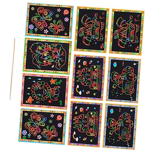 KOMBIUDA 10 Stück Graffiti -puzzlespielzeug Zeichnen Graffiti- DIY Karten Zum Kratzen Zum Abkratzen Rubbelkarten Kunsthandwerk Gastgeschenk Papier von KOMBIUDA