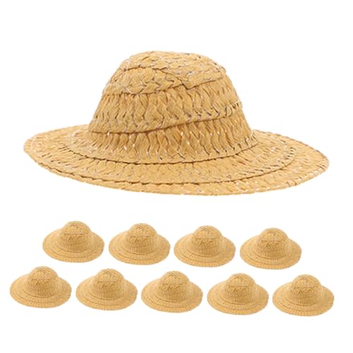 KOMBIUDA 10 Stück Handgefertigte Strohhüte für Puppenhäuser DIY Handwerksprojekte und Fotografie Requisiten für Accessoires und Kreative Ornamente von KOMBIUDA