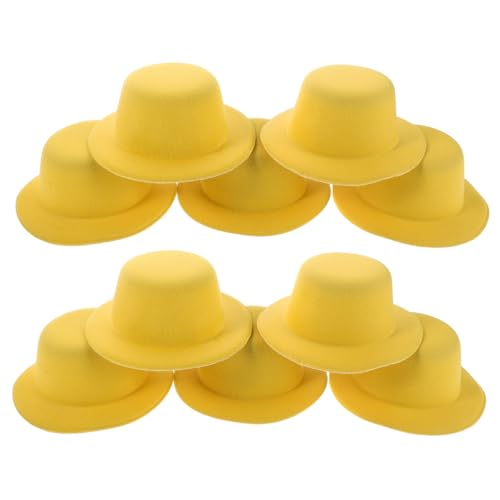 KOMBIUDA 10 Stück Mini Bowler Hüte Gelb Leichte DIY Mini Hüte für Bastelprojekte Haustiere und Puppen Kleine Vielseitige Kopfbedeckungen für Haaraccessoires Partydekorationen und Festliche von KOMBIUDA