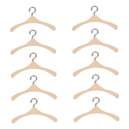 KOMBIUDA 10 Stück Modell eines Kleiderbügels aus Holz puppenkleiderbügel Puppen kleiderbügel Mini-Kleiderständer Puppen kleiderschränke Holzpuppenbügel Kleiderbügel für Puppen Khaki von KOMBIUDA