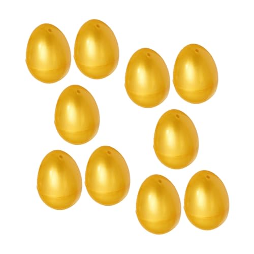 KOMBIUDA 10 Stück Glänzende Goldene Kunststoff-Ostereier Spielzeug-Eier Für Kinder Party Überraschungselemente Zum Öffnen von KOMBIUDA