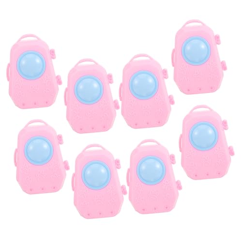 KOMBIUDA 10 Stück Rucksacktasche für Simulationspuppen klein Dekoration Mini-Schultaschen-Ornamente Mini-Puppenhaus-Rucksack Fotografie-Requisiten Plastik Rosa von KOMBIUDA