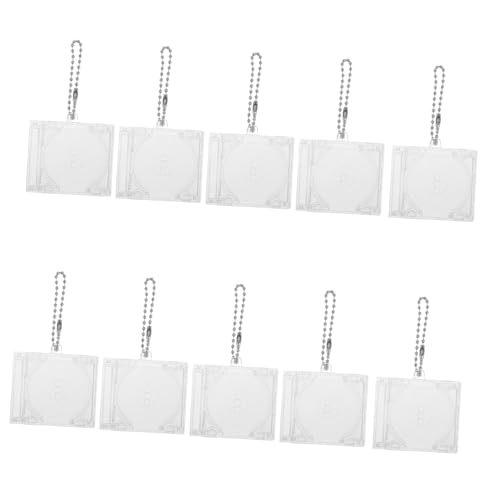 KOMBIUDA 10 Stück Schulbeutel Anhängerbox Mini-CD-Schlüsselanhänger Mini-CD-Hülle Mini-Album-Schlüsselanhänger CD-Jewel-Case CD-DVD-Hülle CD-Vitrine Abs Transparent von KOMBIUDA