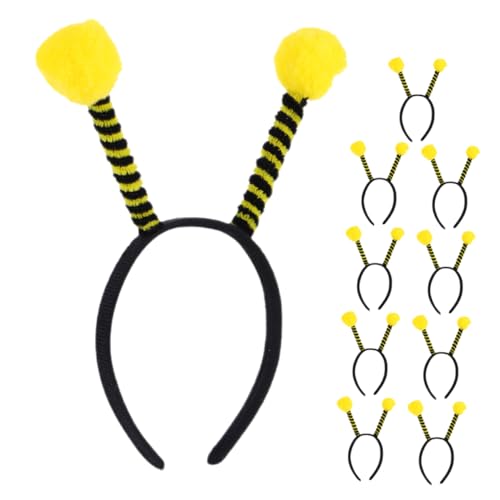 KOMBIUDA 10 Stück Teiliges Bienen Stirnband mit Antennen und Bommeln Leichtes Bequemes Haarreif Accessoire für Damen und Mädchen für Halloween Kostüm und Partydekoration von KOMBIUDA