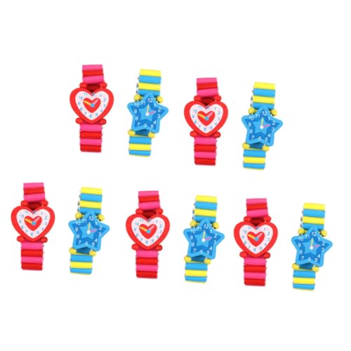 KOMBIUDA 10 Stück Teiliges Holzspielzeug Armbanduhr Lernspielzeug Kreativ Umweltfreundlich für Jungen und Mädchen Eltern Junge Mädchen Motorikförderung von KOMBIUDA