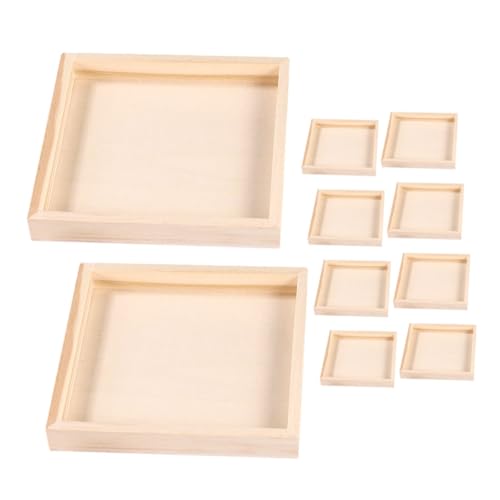 KOMBIUDA 10 Stück Teiliges Holztablett Stabiles Puzzle Organizer Tablett für Bausteine Glatte Oberfläche Große Kapazität zur Aufbewahrung und Ordnung von Holzbausteinspielen von KOMBIUDA