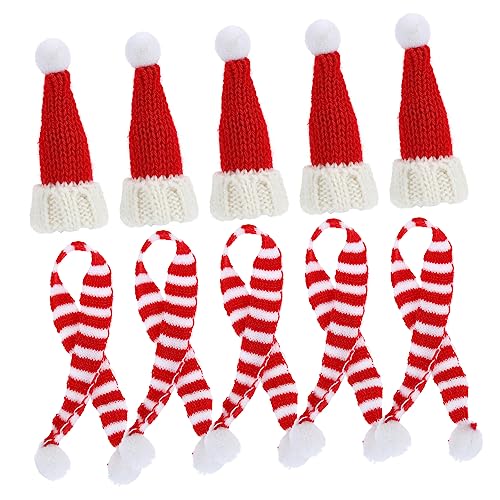 KOMBIUDA 10 Stück Teiliges Mini Weihnachtsmützen und Strickschal aus Wolle Weiche Textur Kleine Flaschen und Puppendeko DIY Weihnachtsflaschenschmuck Festliche Winterdeko für Party und von KOMBIUDA