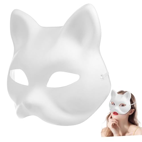 KOMBIUDA 10 Stück Teiliges Weiße Katzenpapiermasken Leere Tiermasken aus Papier Leicht zu Bemalen Dekorieren Angenehmer Tragekomfort Verstellbare für Cosplay Karneval und Partys KOMBIUDA 10 Stück Teiliges Weiße Katzenpapiermasken Leere Tiermasken aus Papier Leicht zu Bemalen Dekorieren Angenehmer Tragekomfort Verstellbare für Cosplay Karneval und Partys von KOMBIUDA