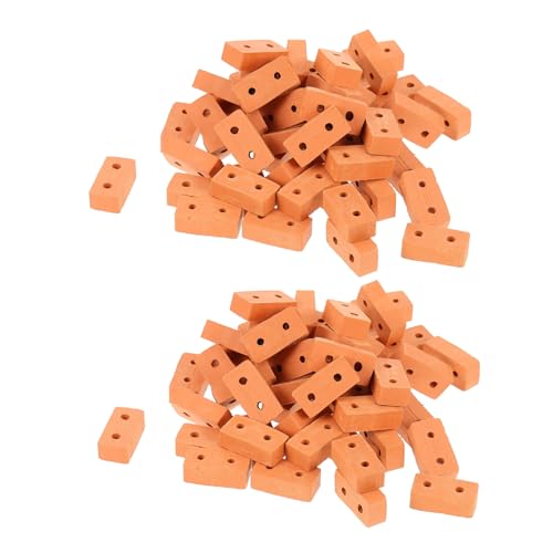 KOMBIUDA 100 Stück Architekturmodell Für Mini Haus Kleine Ziegel Miniatur Baumaterial Simulation Ziegelwand BAU Mini Kunstziegel Bausteine Orangefarbener Ton von KOMBIUDA
