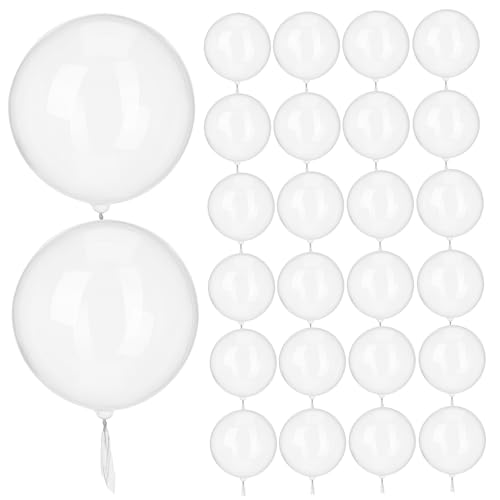 KOMBIUDA 100 Stück Bobo-ball Fiesta Riesig Groß Hochzeit Blase Zahlenballons Kreis Weiß Klare Luftballons Pop Kugel Wiederverwendbar Geburtstag Mega Partyballons Für Vinyl Tpu Transparent von KOMBIUDA