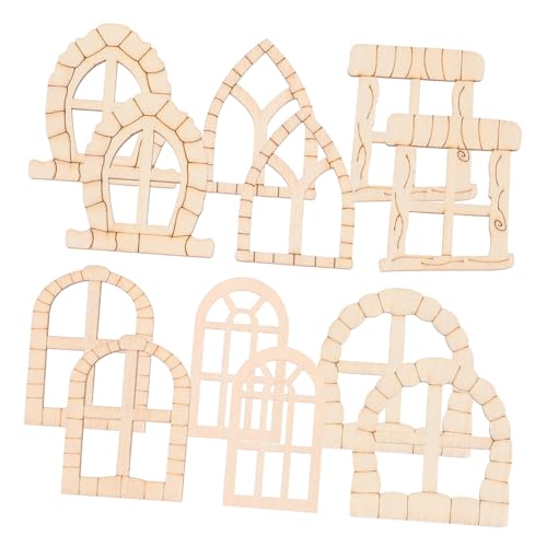 KOMBIUDA Holz Feentür Unfertig Für Garten Baumtür 100 Stück Miniaturfenster Tür-Accessoires Hof Rasenfiguren Deko Einfache Montage von KOMBIUDA