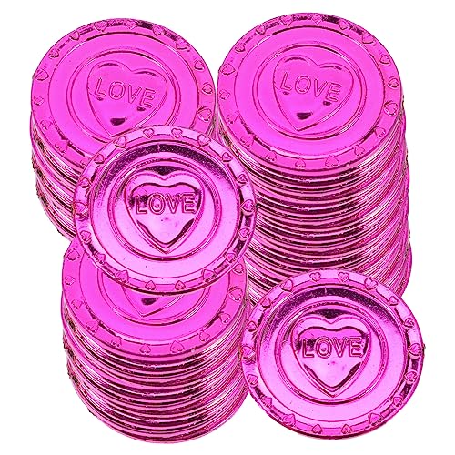 KOMBIUDA 100 Stück Liebesmünze Zum Valentinstag Party Piratenspielzeug Liebe Münzendekorationen Valentinsgrüße Lieben Piratenschatz- Spielmünzen Schatz Rot Plastik von KOMBIUDA
