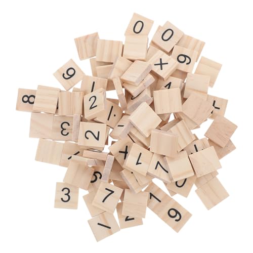 KOMBIUDA 100 Stück Mini Holz Zahlen Plättchen Plus Symbole Kleine Holz Mathespielsteine für DIY Basteln Interaktives Lernspielzeug zur Feinmotorik und Matheverständnis von KOMBIUDA
