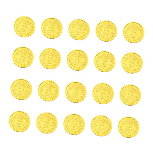 KOMBIUDA 100 Runde Plastikschatzmünzen Spielgeld Spielmünzen Spielzeug Piraten-goldmünzen Schatzsuche Partydekoration Goody-Bag-füller von KOMBIUDA
