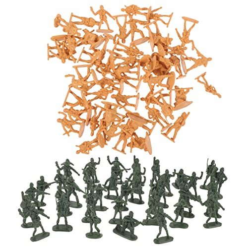 KOMBIUDA 100 Stück Teiliges Mini Soldaten Figuren aus Robustem Detailreiche Tray Miniaturen Militärgrün und Sandfarben Vielseitige Deko Figuren für Garten Büro Sammlung und Spiel von KOMBIUDA
