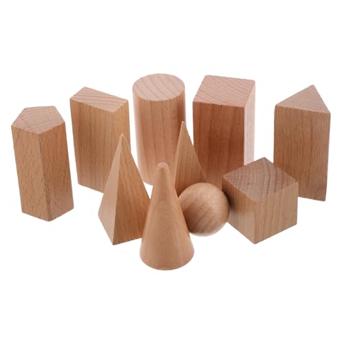 KOMBIUDA 10St geometrisches Modell Geometrische Modelle Mathe Lernspielzeug geometrische Spielzeugblöcke Geometrische Blöcke Lernen Geometrische Körper für den Unterricht kleine Holzklötze von KOMBIUDA