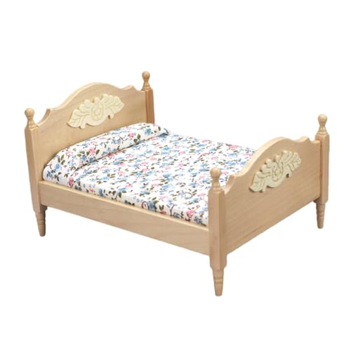 KOMBIUDA Miniatur-doppelbett Aus Holz Mini-Bett Möbelmodell Miniatur Schlafzimmer Zubehör DIY Miniaturbett Spielzeug Kindertischdekor KOMBIUDA Miniatur-doppelbett Aus Holz Mini-Bett Möbelmodell Miniatur Schlafzimmer Zubehör DIY Miniaturbett Spielzeug Kindertischdekor von KOMBIUDA
