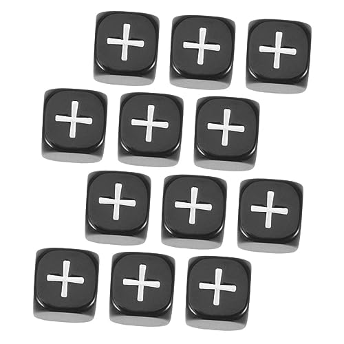 KOMBIUDA 12 Stück Additions- und Subtraktionswürfel Schwarze Zeichenwürfel Neuheit Spiele aufklärung spielsachen für Partyzubehör Partyspielwürfel Acryl Black von KOMBIUDA
