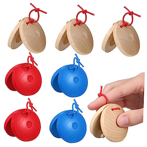 KOMBIUDA 12 Stück Holz Kastagnetten für Kleinkinder Musikinstrumente in Rot Blau und Natur Lernspielzeug Koordination und KOMBIUDA 12 Stück Holz Kastagnetten für Kleinkinder Musikinstrumente in Rot Blau und Natur Lernspielzeug Koordination und von KOMBIUDA