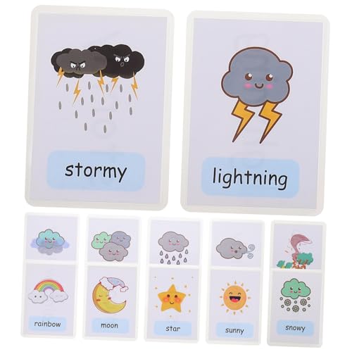 KOMBIUDA 12 Stück Karteikarten Lernen lernkarten kindererziehung lernspiel Lernkarten Wettererkennung Sprachlernkarten Kindergartenzubehör wasserfeste Lernkarten Papier KOMBIUDA 12 Stück Karteikarten Lernen lernkarten kindererziehung lernspiel Lernkarten Wettererkennung Sprachlernkarten Kindergartenzubehör wasserfeste Lernkarten Papier von KOMBIUDA
