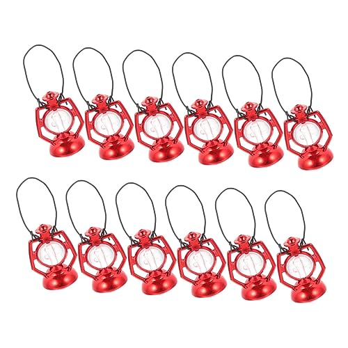 KOMBIUDA 12 Stück Kerosinlampen-Puppenhaus Mini Puppenhauslaterne Mikro klein alt The Hallow Halloween mitgebsel hlloween raumdeko Kerosin -Laterne Puppenhauslieferungen Plastik rot von KOMBIUDA