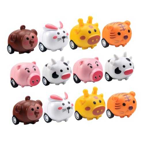 KOMBIUDA 12 Stück Kinderspielzeugautos Spielzeugautos Zum Zurückziehen Kleinkinderspielzeugautos Fahrzeuge Tierautos Süße Tierautos Partygeschenke Autos Für Mädchen Goodie Bags von KOMBIUDA