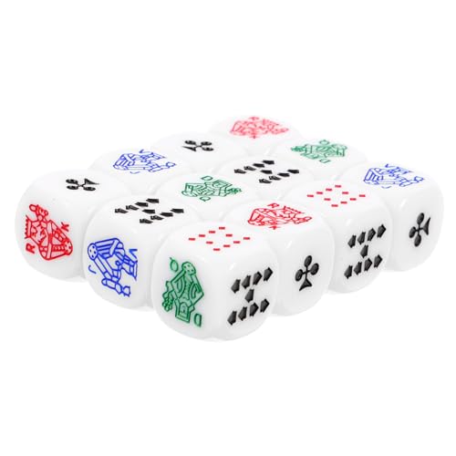 KOMBIUDA 12 Stück Pokerspielwürfel 16 Mm Weißes Würfelset Robuste Pokerwürfel Für Bars Ktv Und Geburtstagsfeiern von KOMBIUDA