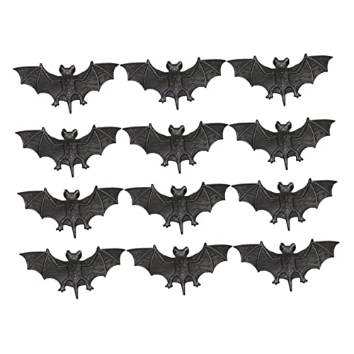 KOMBIUDA 12 Stück Simulierte Fledermausdekorationen Halloween Zeug Streiche Für Halloween-Requisite Halloween-Dekorationen Requisiten Plastik Black von KOMBIUDA