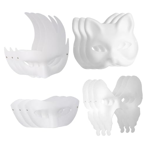 KOMBIUDA 12 Stück Teiliges Katzenmasken aus Papier Leichte Unbemalte Bastelmasken mit Verschiedenen Tierdesigns zum Bemalen für Karneval Halloween Cosplay Party und Kreative KOMBIUDA 12 Stück Teiliges Katzenmasken aus Papier Leichte Unbemalte Bastelmasken mit Verschiedenen Tierdesigns zum Bemalen für Karneval Halloween Cosplay Party und Kreative von KOMBIUDA