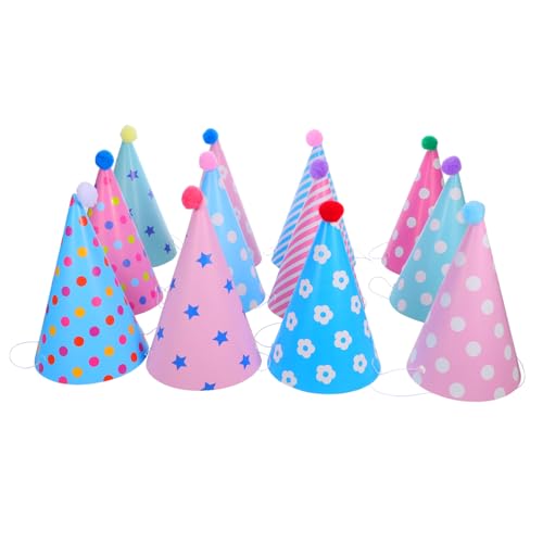 KOMBIUDA 12 Stück Teiliges Kindergeburtstags-Kegelhut Bunten Papierkegeln und Pompoms Bequeme Leichte Geburtstagskappen für Mädchen Jungen Farbenfrohe Feierkopfbedeckung für Fotos und KOMBIUDA 12 Stück Teiliges Kindergeburtstags-Kegelhut Bunten Papierkegeln und Pompoms Bequeme Leichte Geburtstagskappen für Mädchen Jungen Farbenfrohe Feierkopfbedeckung für Fotos und von KOMBIUDA