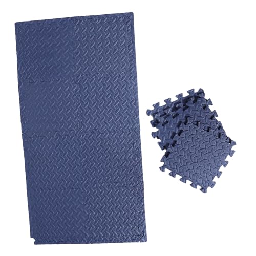 KOMBIUDA 12 Stück Teiliges Schaumstoff Puzzle Bodenmatten Dicke rutschfeste Spielmatte mit Blätterstruktur Weiche Schadstofffreie Krabbelmatte für Junge Mädchen und Kleinkinder Dunkelblau von KOMBIUDA