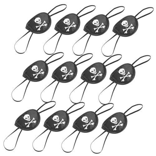 KOMBIUDA 12 Stück augenmaske halloween kinderkostüme eyepatch piratenzubehör Pirat ein Auge Halloween-Cosplay-Augenklappen Einzelne Augenklappe Piraten-Augenklappen Satin Black von KOMBIUDA