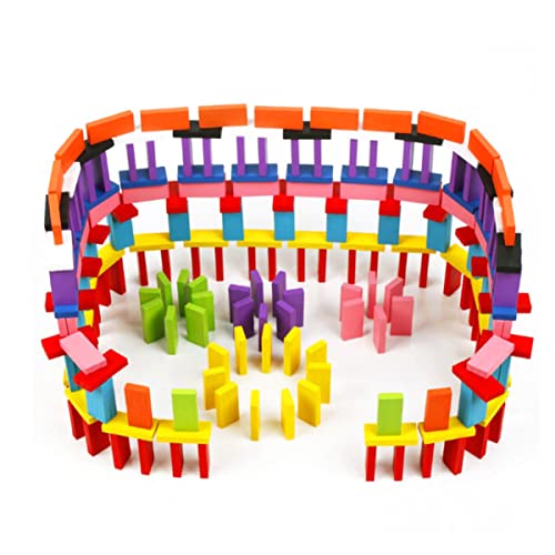 KOMBIUDA 120 Stück Holzbausteine Domino-bausteine Bambus Colorful von KOMBIUDA