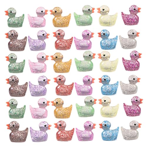 KOMBIUDA 120 Stücke Winzige Enten Mini Harz Ebene Glitter Miniatur Figuren Puppenhaus Figur Für Aquarium Dekoration DIY Zubehör von KOMBIUDA
