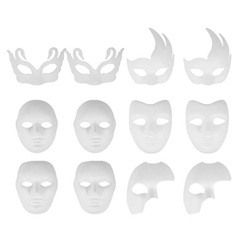 KOMBIUDA 12st Handbemalte Halloween-masken Zum Selbermachen Schmücken Masken-bausatz Masken-cosplay Blutige Maskenkinder Spitzenmaske Maskierung Diy Fruchtfleisch Kostüm Scherzen Weiß von KOMBIUDA