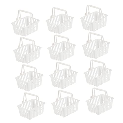 KOMBIUDA 12st Mini-einkaufskorb Mini-einkaufswagen Für Weiden Kleiner Einkaufskorb Einkaufen Einkaufskorb Mini Körbe Miniatur Mini-tragekorb Weiß Plastik von KOMBIUDA