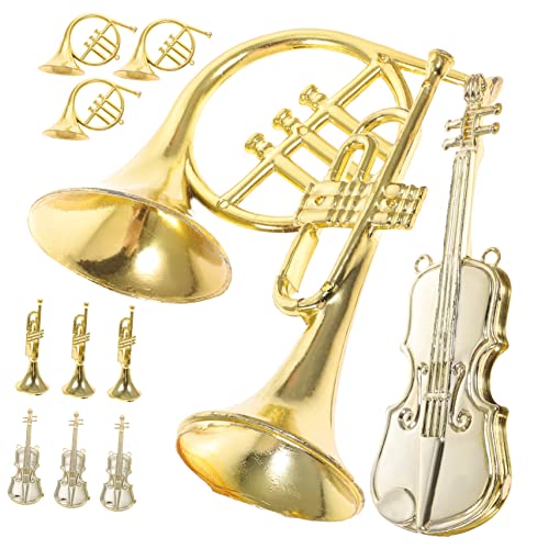KOMBIUDA 12-teiliges Mini-musikinstrumenten-Set: Violine Trompete Weihnachtsbaum- Bastelbedarf von KOMBIUDA