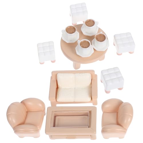 KOMBIUDA 13 Stück Puppenhausmöbel Dollhouse Esstisch winzige Möbel Simulationsmöbel für Puppenhaus-Beistelltische puppenhaus Wohnzimmer möbel Miniatursofa für Puppenhaus Plastik von KOMBIUDA