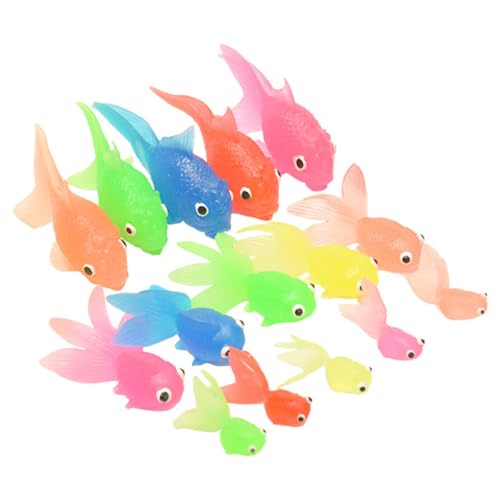 KOMBIUDA 15 Stück Dekorative Goldfischfiguren Halbtransparente TPR Fische für Aquarium und Tischdekoration Lustige Spielzeuge für Kreative Wohnaccessoires Zufällige Farbe von KOMBIUDA