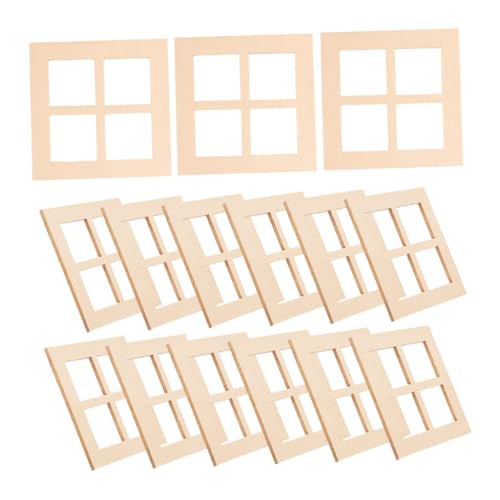 KOMBIUDA 15 Stück Teiliges Miniatur Puppenhaus Fensterrahmen Fach Fenster Modell Dekorative Mini Möbel Accessoires für DIY Puppenhaus Gartenornamente Platzsparend Warmes von KOMBIUDA
