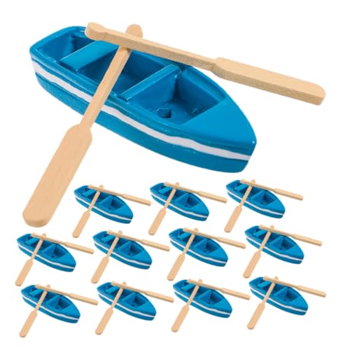 KOMBIUDA 16 Satz Teiliges Miniatur Kanu Modell aus Resin und Holz mit Paddeln Handpoliert für DIY Meeres Szene Dekorative Mini Segelboot Figuren für Wohn und Arbeitsräume von KOMBIUDA
