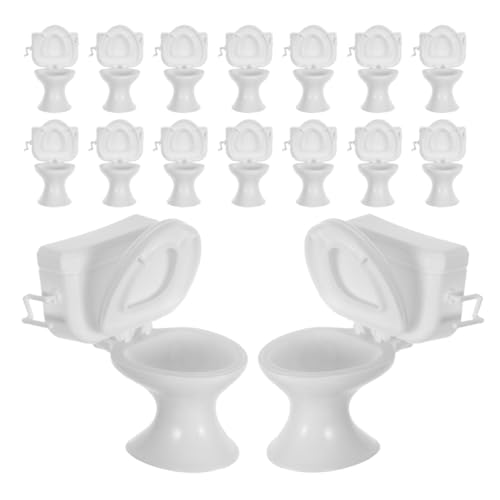 KOMBIUDA 16 Stück Maßstab Dollhouse Badezimmer Zubehör Robuste und Kinderfreundliche Mini Toilette für Fantasievolles Spiel von KOMBIUDA