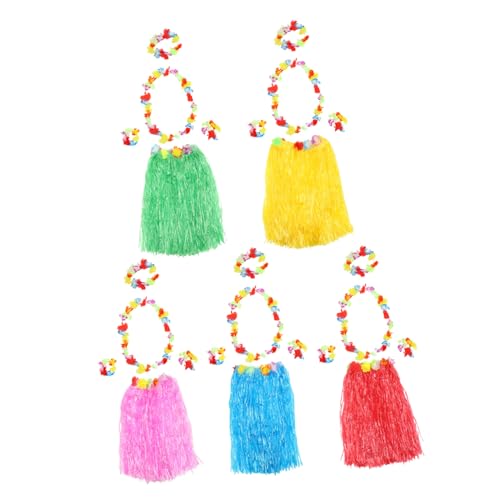 KOMBIUDA 1Satz Hawaiianisches Strohrock Für Festivals Kostüm Für Luau Party Teilig Mit Blumenkränzen Für Strand Events Und Themenfeiern von KOMBIUDA